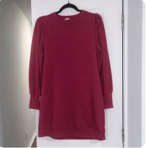 JODIFL Burgundy Long Sleeve Tunic Sweater Dress Size M Cozy Vintage wine red